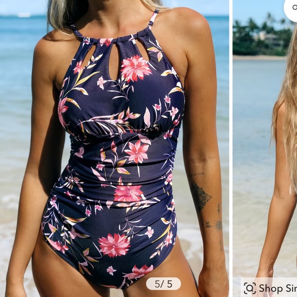 Venus One-Piece Floral Navy Swimsuit NWT - Picture 3 of 4